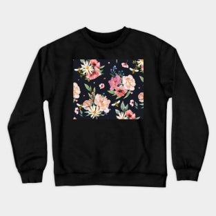 Field of Bees Black and Pink Flowers Crewneck Sweatshirt